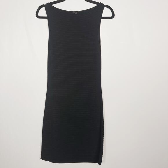 Theory Small Black Abrissa Prosecco Rib Knit Sleeveless Bodycon Sheath Dress S - Picture 1 of 11